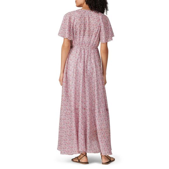 Hatch The Margarette Maternity Printed Flutter Sleeve V-Neck Maxi Dress Size S - Picture 4 of 14